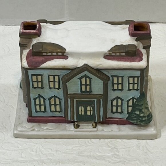 VTG Claire Burke Christmas Memories Porcelain Incense House 1990 Winter Snow - Picture 2 of 16
